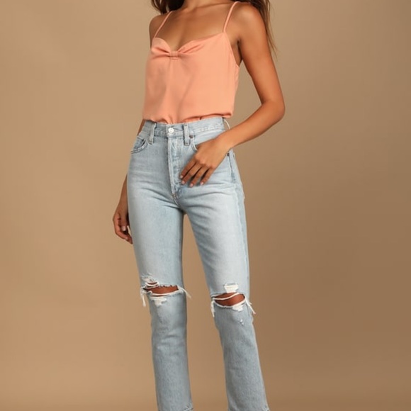 It's a Gift Light Orange Satin Cami Top - Picture 4 of 6